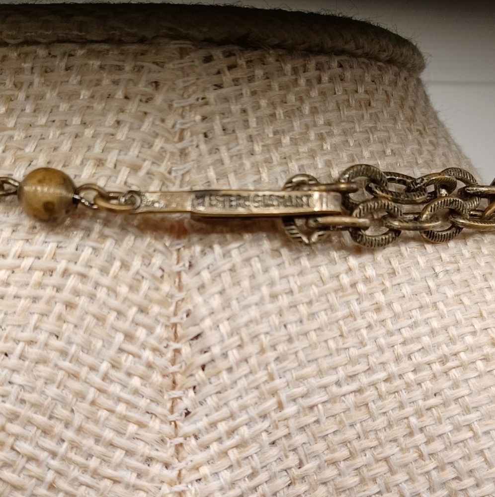 Western Germany Clear Rhinestone and Filigree Pearl Necklace - Picture 6 of 12